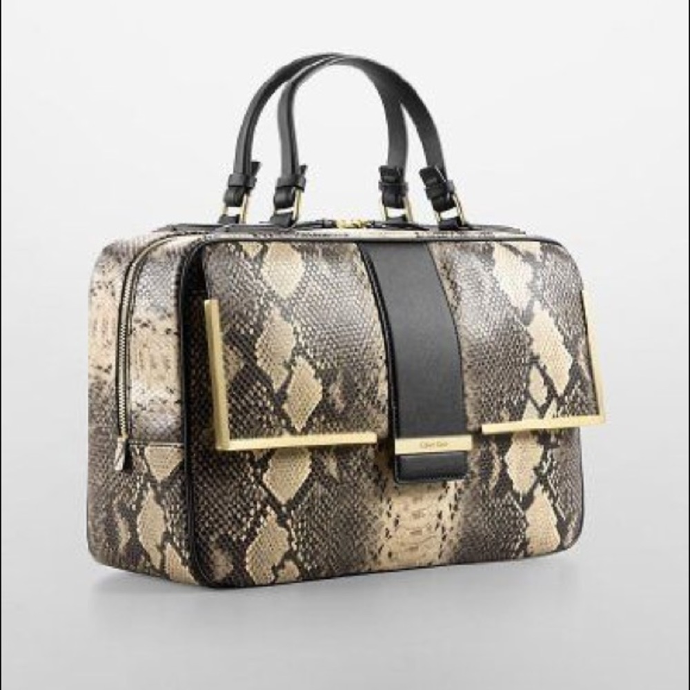 Calvin Klein Naomi box satchel snakeskin bag